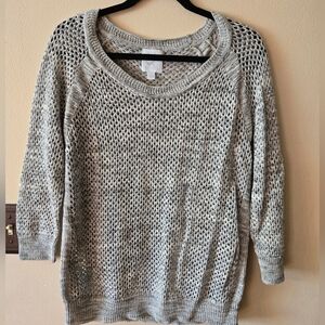 New York & Company Trendy Womens Sz Large Gray Sweater Open Stitch Style